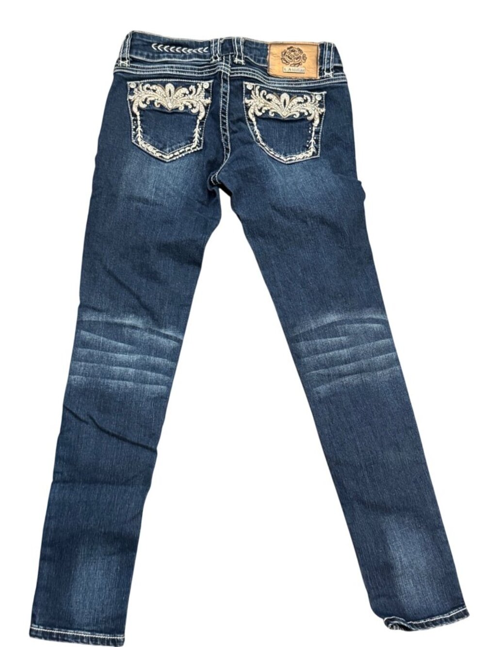 L.A. Idol Womens Embellished Dark Wash Skinny Jeans Size 3